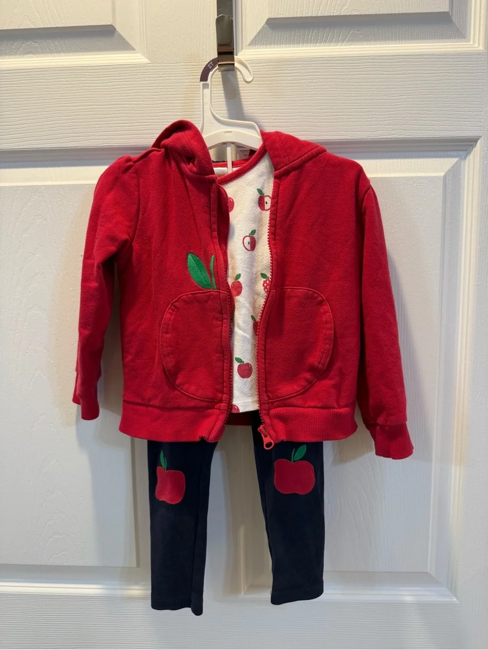 Gymboree Red Apple Hoodie and Navy Leggings Set